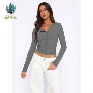Bestseller Damen Quadratischer Ausschnitt Gestrickte Bluse Langarm Slim <span class=keywords><strong>Fit</strong></span> Atmungsaktives Casual T-Shirt - Product Image 6