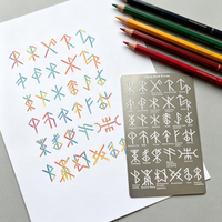 Pochoir en acier inoxydable avec runes vikings et oiseaux, modèle réutilisable pour l'alphabet runique nordique, pour la peinture, la gravure et les loisirs créatifs