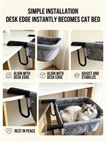 Lit de bureau pour chat en mousse de luxe extra-robuste pour grands chats - Fixation antidérapante réglable pour hamac à clipser sur le bureau