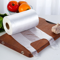 Vind vergelijkbare iconen, aangepaste logo's, HDPE vest-handvat tassen op rol, transparante, food grade, gemakkelijk te openen T-shirt tassen voor groenten en fruit