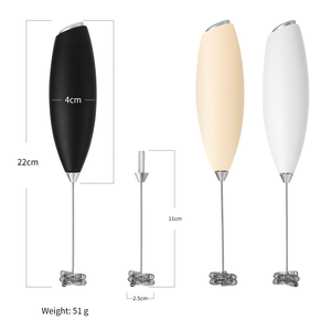 Mousseur à lait portatif, batteur à café avec support, fonctionne avec 2 piles AA, fouet en acier inoxydable, mélangeur de poudre protéinée - Product Image 2