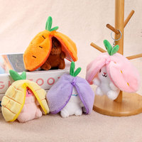 Capybara Pluche Fruitentas Verandert in Klein Konijntje Hangertje Speelgoedtas Charm & Sleutelhanger 11cm PP Katoen Gevuld Unisex Feestgebruik