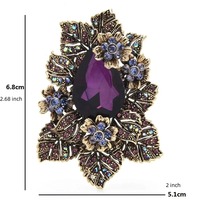 Broche de luxe florale entièrement ornée de cristaux pour femmes et hommes, vintage, exquise, haut de gamme, en strass, pour fêtes et mariages
