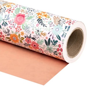 Floral Pattern Recyclable Art <b>Paper</b> <b>Roll</b> 100GSM Coated Digital Printing Eco-Friendly Gift <b>Wrap</b> Double Side Wood Pulp - Product Image 1