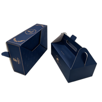 Caja de Cartón de Lujo con Impresión UV a Color y Efecto de Estampado en Dorado para Pasteles, Pan y Repostería, con Asa