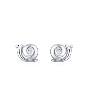 Pendientes de caracol con circonita de corte redondo en plata de ley S925, versión personalizable en cobre con temática animal – un regalo perfecto para ella - Product Image 1