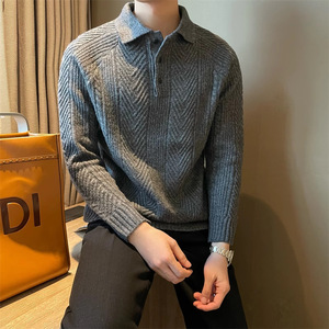Pull tricoté respirant à manches longues, lavable en machine, <span class=keywords><strong>taille</strong></span> européenne, pour hommes, grande <span class=keywords><strong>taille</strong></span>, style polo, best-seller transfrontalier - Product Image 6