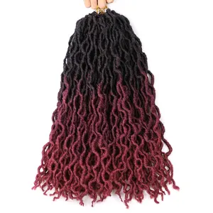 Échantillon gratuit vente en gros 14 18 pouces synthétique Gypsy Locs Extension Jumbo tressage ondulé Crochet bouclé tresse cheveux déesse Faux Locs