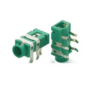 Dongguan Foxeco Nhà Máy Bán Buôn 3.5Mm Màu Xanh Lá Cây Cơ Thể Nữ 6Pin Âm Thanh Tùy Chỉnh Tai Nghe Jack Socket Wit PCB Bảng Điều Chỉnh