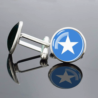 Boutons de manchette en métal avec surface en verre bombé et motif drapeau marocain, bijoux fantaisie pour homme, cadeau