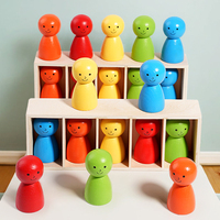 Juguete de arcoíris de madera para niños, juguete de muñecas de madera con forma de arcoíris para combinar colores, juguete educativo para el aprendizaje de colores para niños