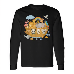 Camiseta de Manga Larga para Niños con Diseño de Arca de Noé y Animales, Historia Bíblica - Product Image 2
