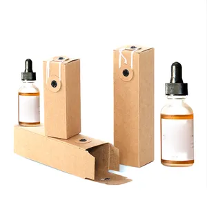 Caja de papel kraft personalizada para botella de vidrio de crema de aceite tópico cosmético de aceite esencial de 10ml 30ml con diseño de sello de bobinado