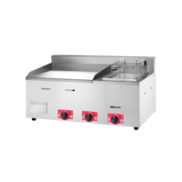 Grill et friteuse à gaz commerciaux combinés, crêpes, hamburgers, aliments frits, plaque antiadhésive en acier inoxydable avec friteuse