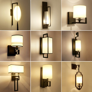 Lámpara de pared de estilo chino con pantalla de tela, luz Led, Base de bombilla E27 para sala de estar, pared de TV, pasillo de Hotel, iluminación de escalera - Product Image 4