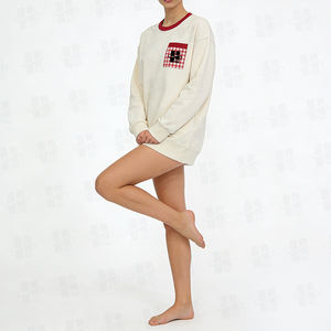 <span class=keywords><strong>Felpa</strong></span> <span class=keywords><strong>Oversize</strong></span> da Donna con Collo a Girocollo e Tasca a Quadri <span class=keywords><strong>Rossa</strong></span>, Manica Lunga, Pullover Casual Invernale - Product Image 2