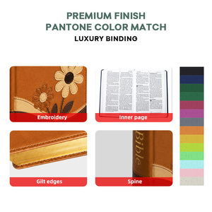 Proveedor que vende libros personalizados con cubiertas de tela variada para mujer, con logotipos bordados en relieve, diario, libro devocional, <span class=keywords><strong>Biblia</strong></span> en español. - Product Image 3
