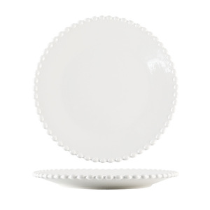 Plato de Cerámica Vintage con Borde de Perlas Crema, Tazón Creativo Nórdico para Ensaladas, Postres y Comida Occidental - Product Image 5