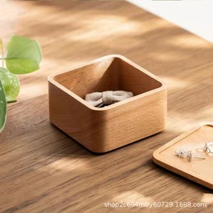 Wooden Jewelry Storage <b>Box</b> With Lid For Desktop Rings Bracelets Watch Organizer Solid Color <b>Small</b> Size - Product Image 3