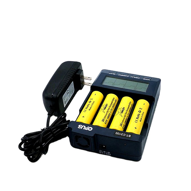 Original Opus BT-C3100 V2.2 Smart LCD 4-Slots Battery Charger Analyzer Tester Li-ion NiMH AA AAA Batteries Charger
