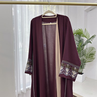 Abaya de qualité supérieure, brodée de fleurs, pour femmes, style Dubaï, islamique, musulmane, manches longues, robe cardigan pour femmes