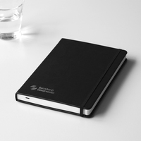 Cuaderno de Tapa Dura de Cuero PU Negro con Logotipo Personalizado, Diario A5 con Páginas Rayadas, Papelería Profesional para Oficina y Negocios