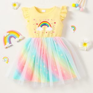 Vestido de Tul para Niña Akyzic, Disfraz de Unicornio, Fiesta de Cumpleaños, Princesa, Verano, Casual, Falda Tutú, Manga <span class=keywords><strong>con</strong></span> Volantes, Arcoíris - Product Image 3