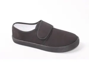Rahat Unisex spor çocuklar kayma-on siyah Wrap askı düz sneaker kanvas ayakkabı enjeksiyon ayakkabı yürüyüş tarzı ayakkabı