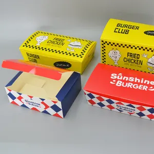 Пользовательская пищевая бумага для жареных крыльев, жареной курицы, одноразовая коробка для гамбургеров, картошки фри, упаковка для фаст-фуда