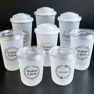 Vasos de Plástico Desechables Personalizados con Logotipo para Bodas, de 12oz, 16oz, 500ml, 700ml, Transparentes o Esmerilados, en Forma de U, para Té de Burbujas, Té con Leche, Boba, con Tapa - Product Image 1