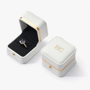 Bespoke PU Leather <b>Ring</b> <b>Box</b> Custom Logo Rigid PU Jewelry Gift Case Wholesale Manufacturer for High End Jewelry Brand Boutique - Product Image 2