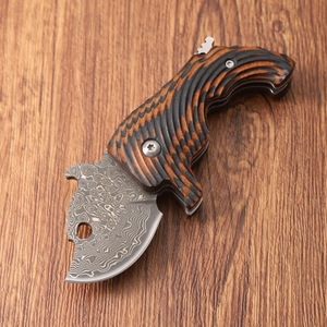Coltello Pieghevole Unico a Forma di Cane in Acciaio Damasco VG10 con Manico in <span class=keywords><strong>Legno</strong></span> Colorato, Coltello Tascabile Creativo Portatile, Regalo EDC Originale - Product Image 2