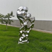 Escultura de Columna de Acero Inoxidable de Diseño Nuevo y Lujoso, Acabado Espejo, Metal Líquido, Estilo Orgánico Abstracto, para Jardín, Parque, Hotel, Plaza