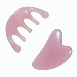 Set de 2 Piezas: Peine de Resina para Masaje del Cuero Cabelludo y Tabla Gua Sha Irregular, Herramientas de Belleza y Cuidado de la Piel - Product Image 4