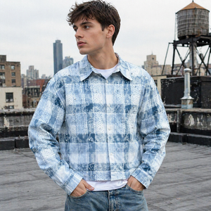 Camicia in <span class=keywords><strong>Flanella</strong></span> Autunnale Personalizzata <span class=keywords><strong>di</strong></span> Alta Qualità con Grafiche Oversize e Maniche Lunghe per <span class=keywords><strong>Uomo</strong></span>, Camicia Casual a Quadri con Strass Stile Hip Hop - Product Image 1