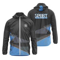 Chaqueta Deportiva Impermeable con Capucha y Manga Larga, Personalizada con Impresión por Transferencia de Calor, para Fútbol, Running, Transpirable y Resistente al Viento