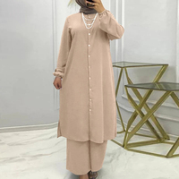 Ensemble Abaya Turque Personnalisé pour Femmes, Chemises Longues, Pantalons à Jambes Larges, Mode Musulmane, Ensembles Assortis 2 Pièces, Tenues Turques