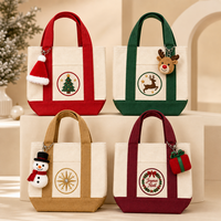Sacs fourre-tout en toile de Noël en gros, sacs cadeaux de vacances, sacs de courses en toile de coton, mini sacs de Noël personnalisés avec logo