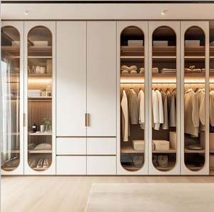 Armoire de rangement en bois moderne, placard individuel, meubles de chambre à coucher, armoire à portes en verre RTA personnalisée pour hôtel, utilisation en salle à manger - Product Image 1