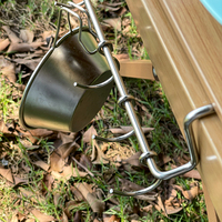 Support latéral de table de camping avec crochets, étagère extensible en acier inoxydable pour table d'extérieur, gain de place, avec crochets en S