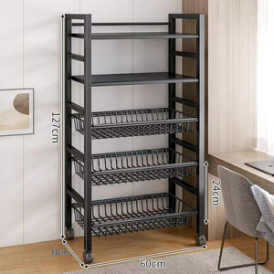 Adjustable Kitchen Storage Shelf Freestanding Fruit &amp; <strong>Veggie</strong> Organizer with Wheels Multi-Layer <strong>Rack</strong> - Product Image 5