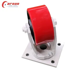 4 5 6 8 Inch Red Pu Cast Iron Core Trolley Wheel Heavy Duty Industrial Caster Wheels