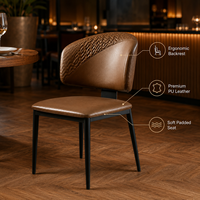 Chaise de salle à manger en cuir de luxe moderne avec dossier texturé et pieds en métal pour la décoration de restaurant et de maison