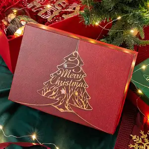 กล่องตะกร้ากระดาษใส่เทียนสวยงามกล่องของขวัญวันคริสต์มาสอีฟ2023ดีไซน์ใหม่