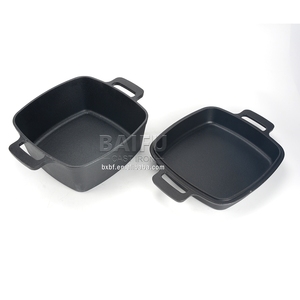 Pré-assaisonné <span class=keywords><strong>ou</strong></span> émaillé avec couvercle utilisé comme poêle à frire 2 <span class=keywords><strong>en</strong></span> 1 cuisinière combinée four double néerlandais carré <span class=keywords><strong>en</strong></span> <span class=keywords><strong>fonte</strong></span> - Product Image 4