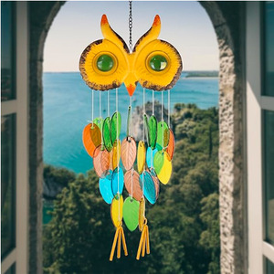 Nouvel ornement suspendu pour fenêtre de style moderne, attrape-soleil en verre coloré motif hibou - Product Image 5