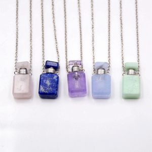 Trendy Natural Crystal Quartz Perfume Vials Mini Dropper Bottle Pendant Necklace Gold Plated <strong>Stainless</strong> <strong>Steel</strong> <strong>Jewellery</strong> for Gift - Product Image 6