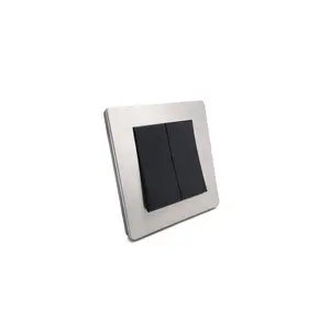 Wholesale Luxury Stainless Steel Panel 2 Gang 2 Way Electrical Wall Modern Light Wall Switch