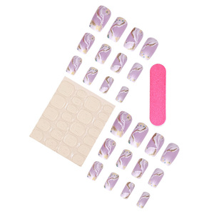 <span class=keywords><strong>Uñas</strong></span> Postizas Cuadradas Medianas al por Mayor con Diseño Degradado de <span class=keywords><strong>Nubes</strong></span> y Conchas - Product Image 2