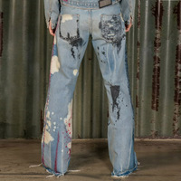Pantalon baggy streetwear épais, jean à bords bruts, logo personnalisé, qualité supérieure, effet éclaboussures de peinture, pantalon homme